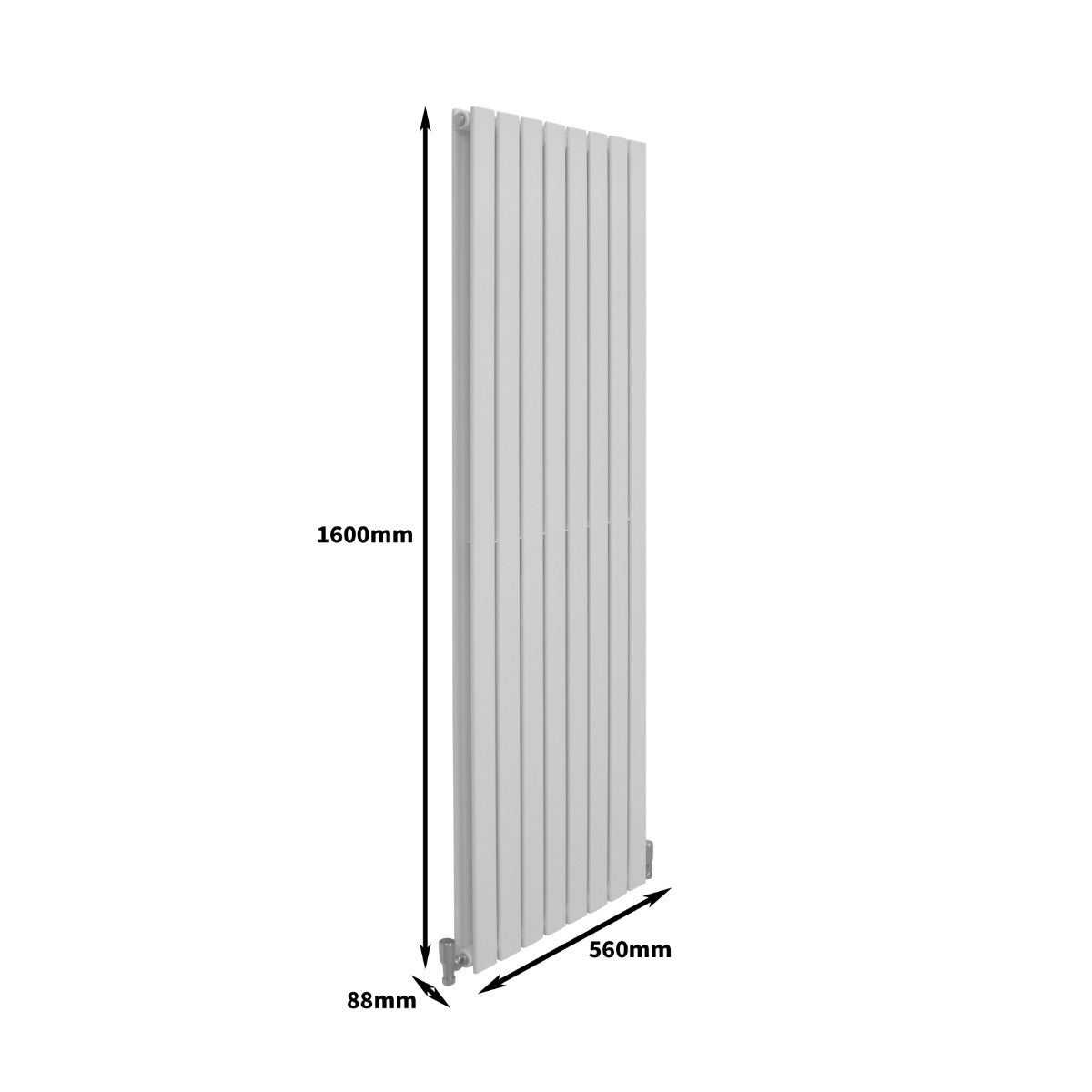 Radiateur plat à deux panneaux, dimensions 1600 x 560 mm, finition blanche lisse, design moderne et épuré, idéal pour tout intérieur