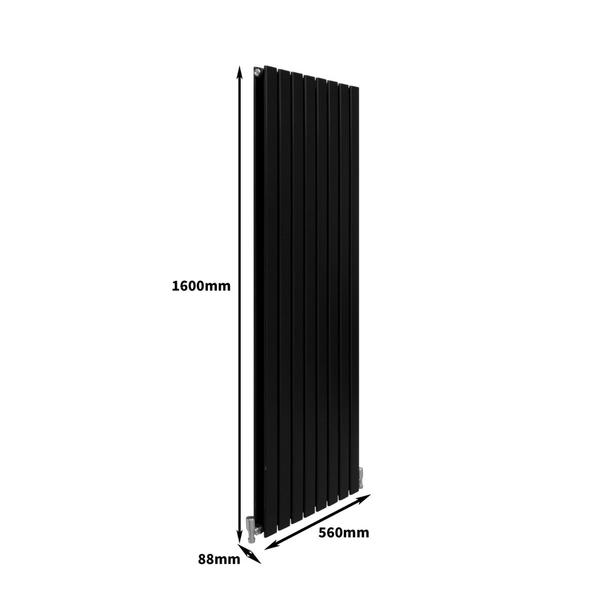 Radiateur Plat à 2 Panneaux - 1600 x 560 mm - Noir