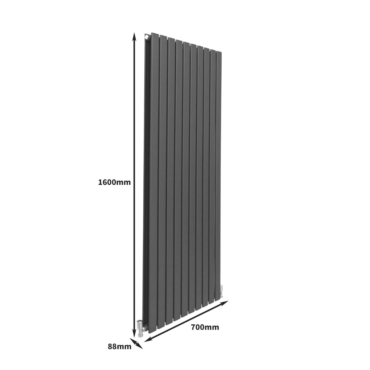 Radiateur Plat à 2 Panneaux - 1600 x 700 mm - Gris Anthracite