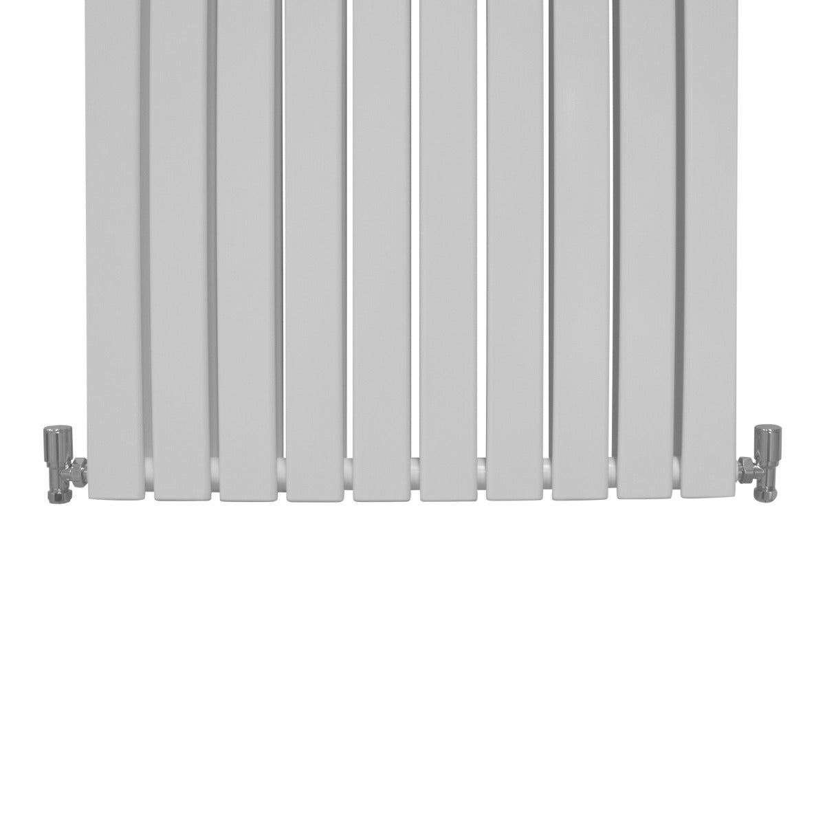 Radiateur plat à deux panneaux, dimensions 1600 x 700 mm, finition blanche lisse, design moderne avec lignes épurées et fixations métalliques brillantes