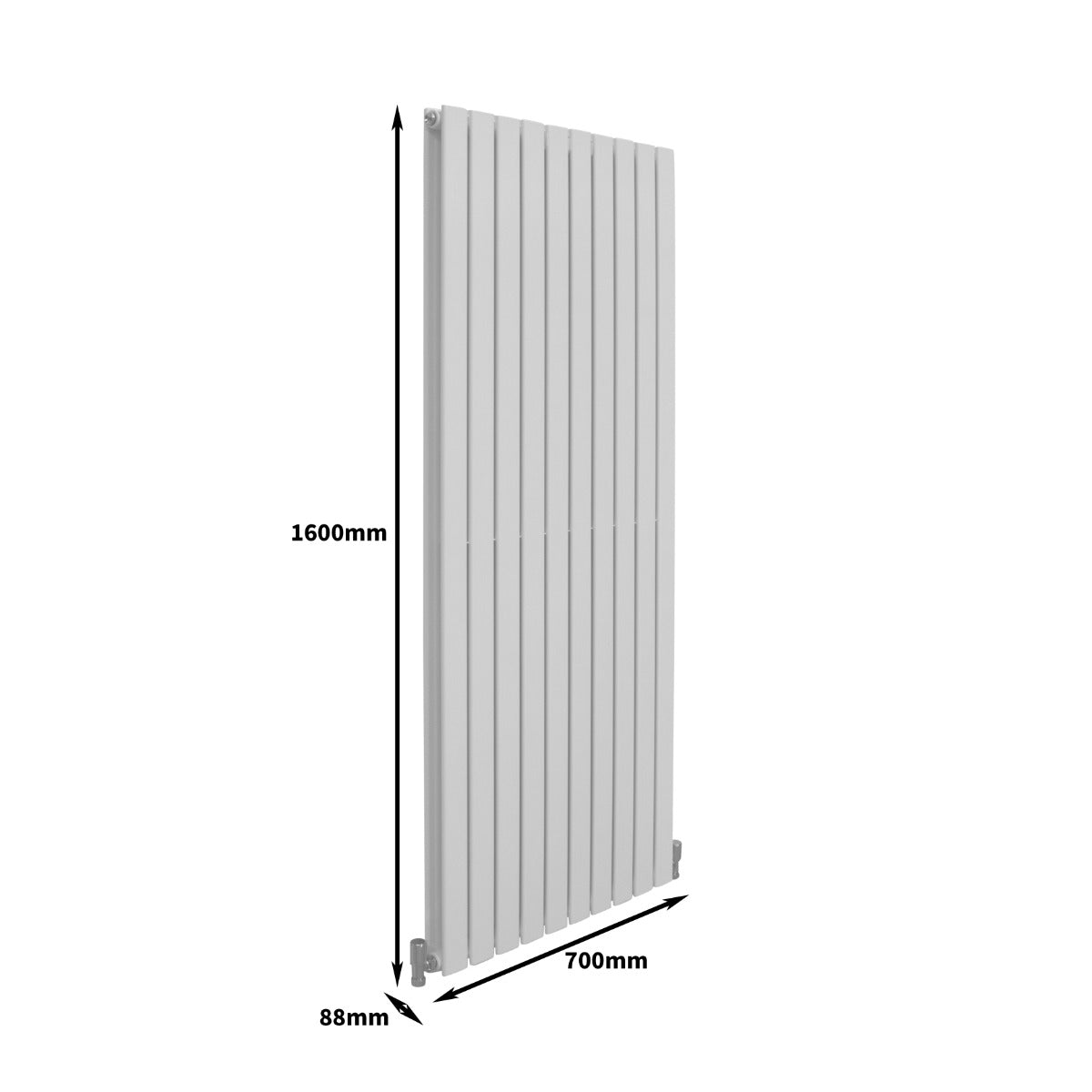 Radiateur plat à deux panneaux, dimensions 1600 x 700 mm, finition blanche lisse, design moderne et épuré, idéal pour tout intérieur