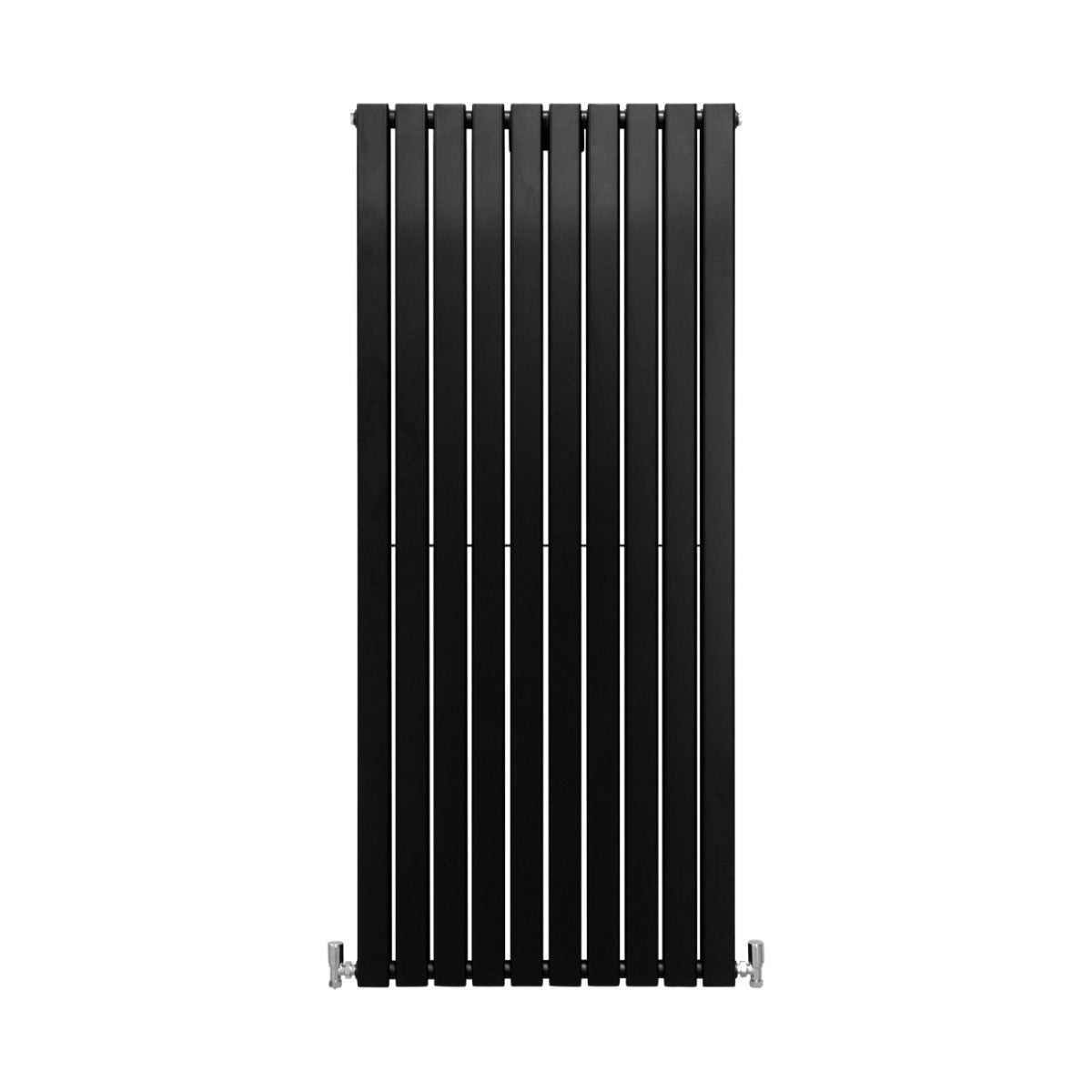 Radiateur plat noir à deux panneaux, dimensions 1600 x 700 mm, avec une finition lisse et des lignes verticales modernes