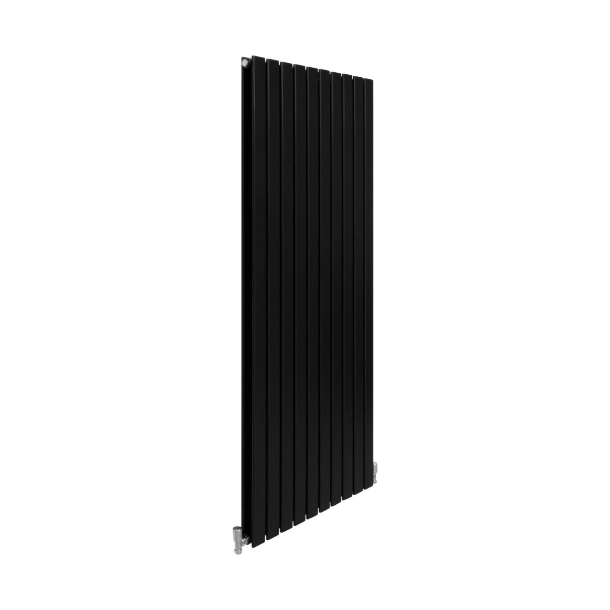Radiateur plat noir à deux panneaux, dimensions 1600 x 700 mm, avec une surface lisse et des lignes épurées pour un design moderne