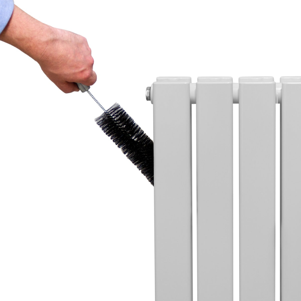 Radiateur plat à deux panneaux blanc, nettoyage avec une brosse, surface lisse et moderne, dimensions 1800 x 280 mm