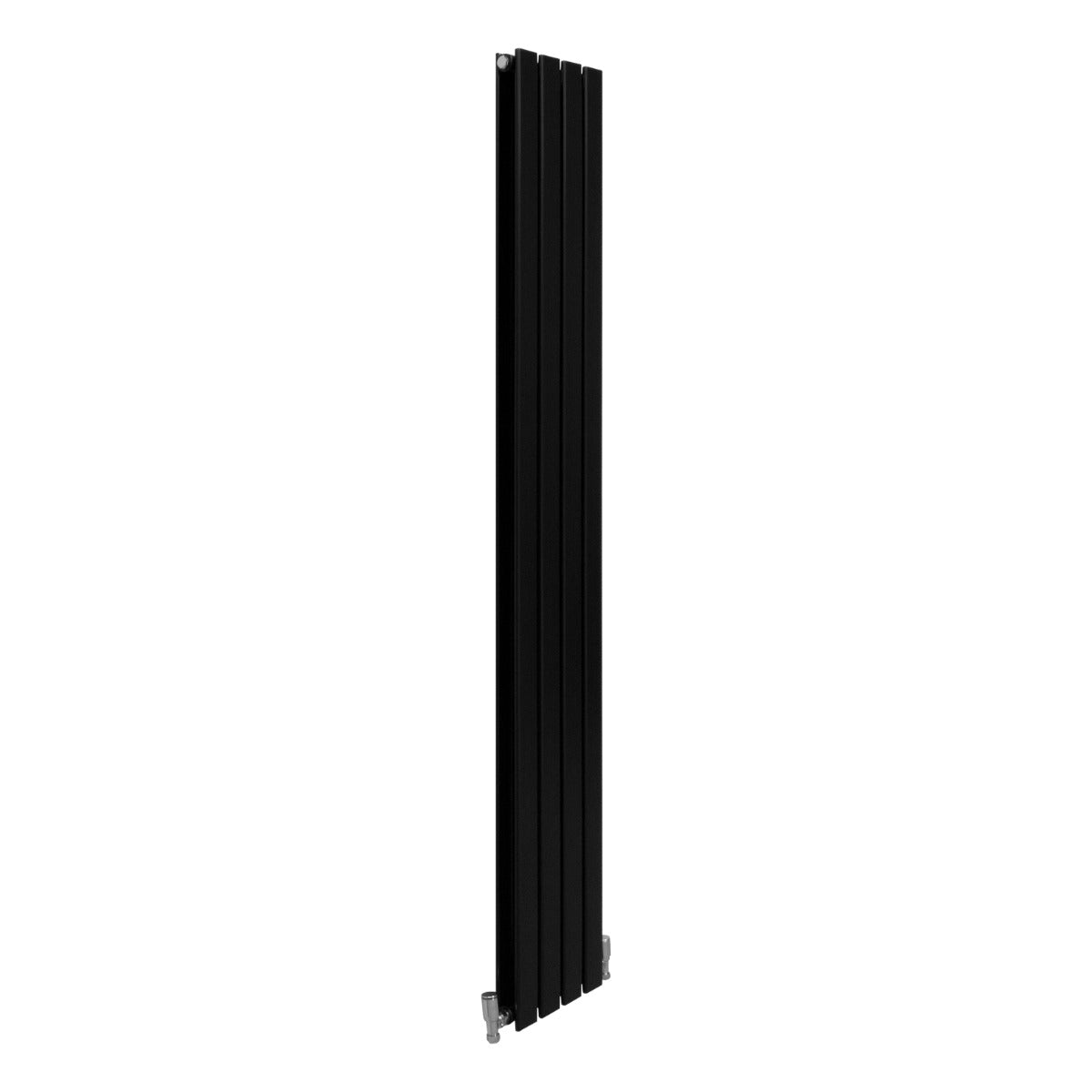 Radiateur plat noir à deux panneaux, dimensions 1800 x 280 mm, avec une finition lisse et moderne, idéal pour un intérieur contemporain