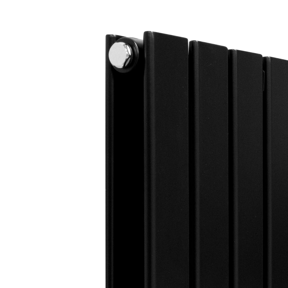 Radiateur plat noir à deux panneaux, dimensions 1800 x 280 mm, avec une finition lisse et moderne, idéal pour un intérieur contemporain