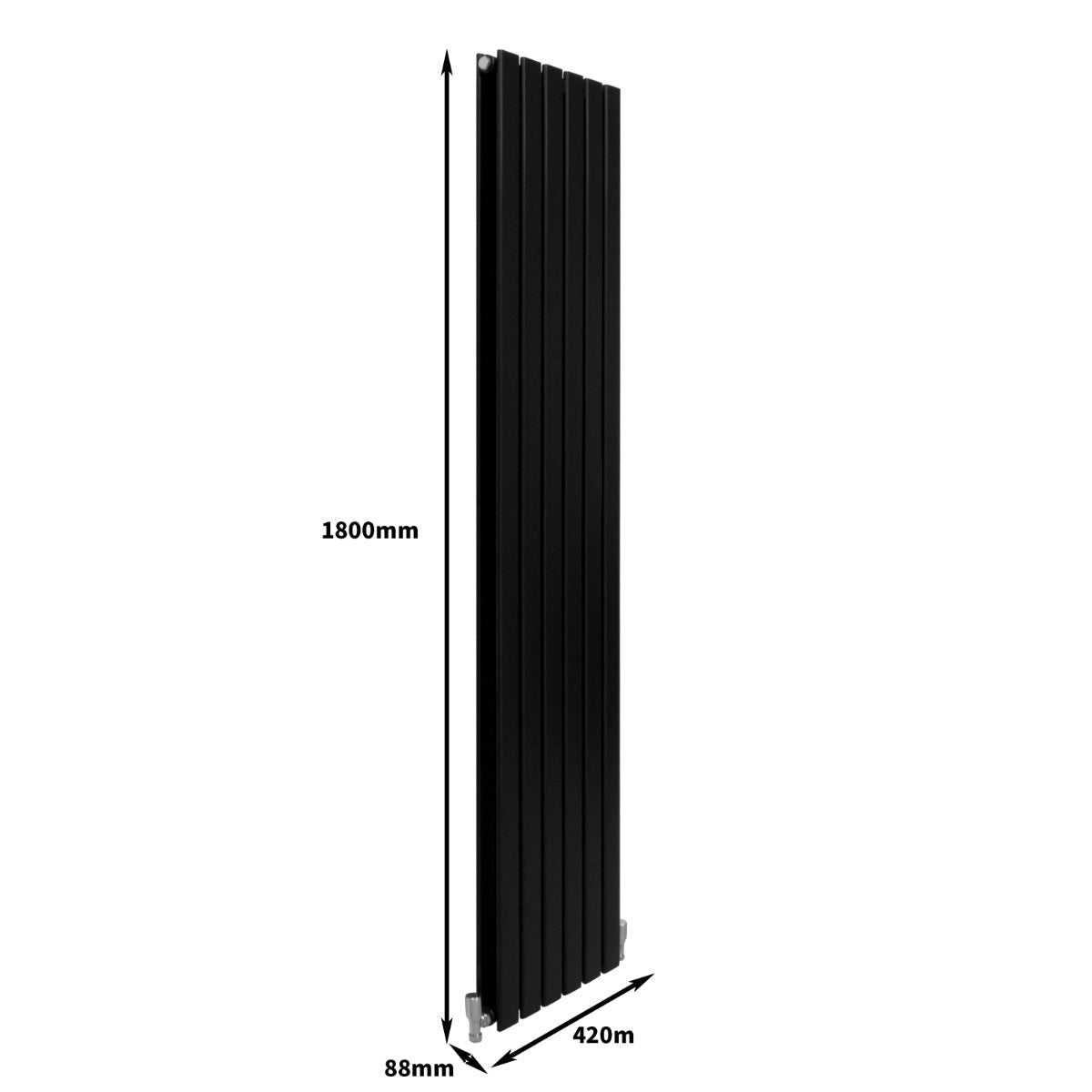 Radiateur Plat à 2 Panneaux - 1800 x 420 mm - Noir