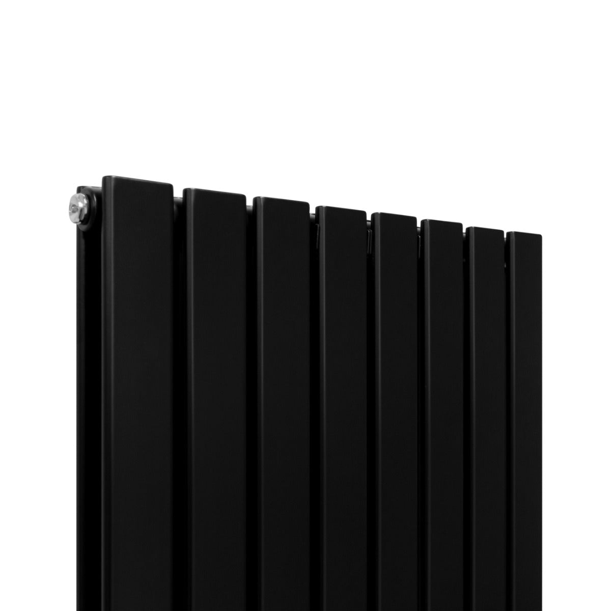 Radiateur plat noir à deux panneaux, dimensions 1800 x 560 mm, avec une finition lisse et des lignes modernes et épurées