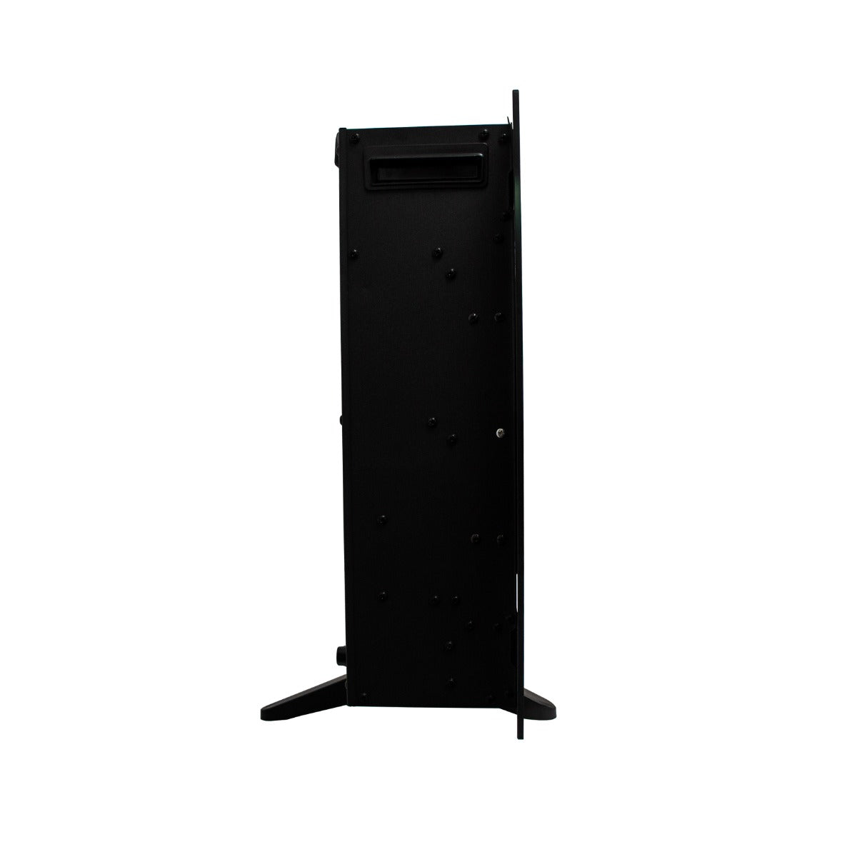 Cheminée électrique moderne de 127 cm, finition noire élégante, design épuré avec des pieds stables et texture lisse