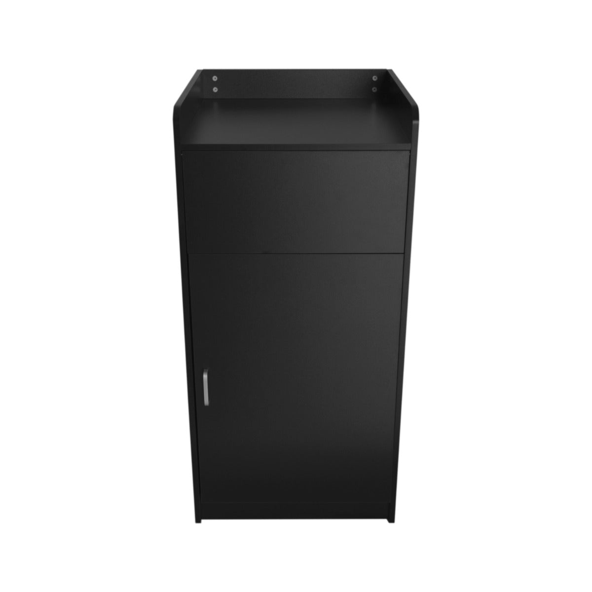 Poubelle porte-plateau de 100 L en noir, design moderne, finition lisse, avec un compartiment supérieur et une porte frontale élégante