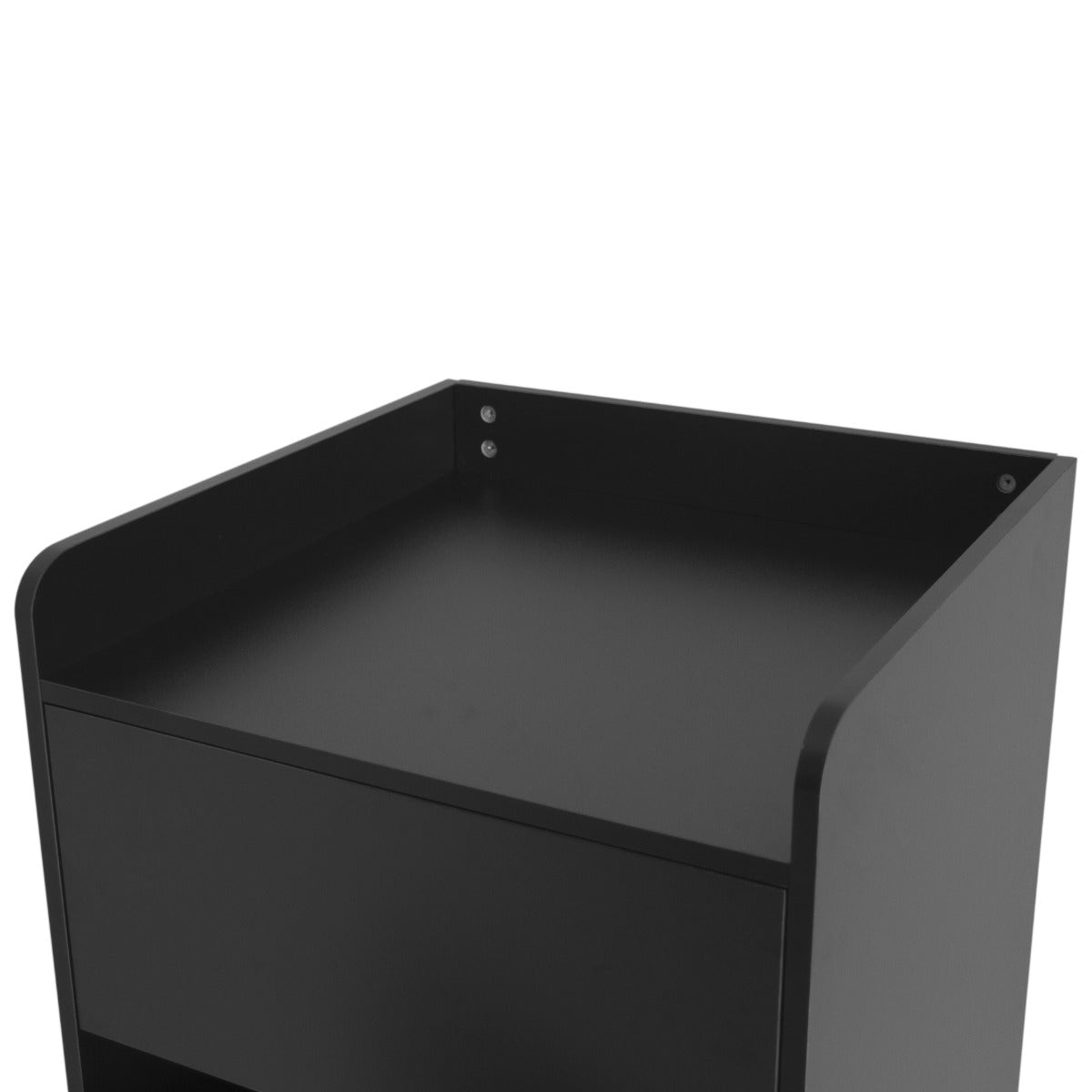 Poubelle porte-plateau de 100 L en noir, avec des bords arrondis et une surface lisse, idéale pour un usage intérieur ou extérieur