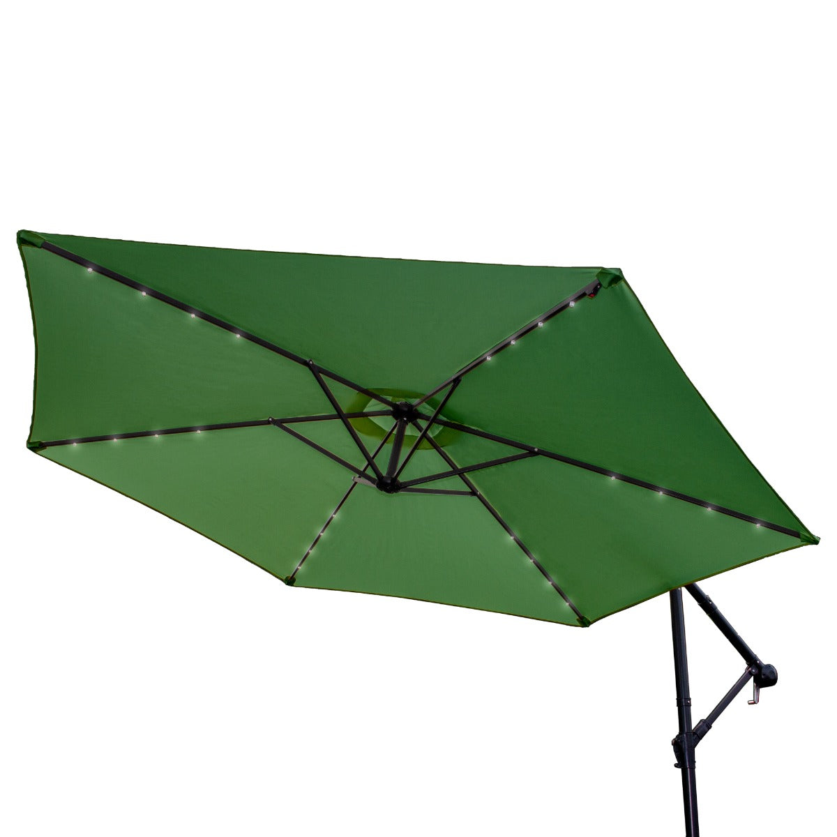 Parasol Vert 3m avec LED's Intégrés avec Base Ronde