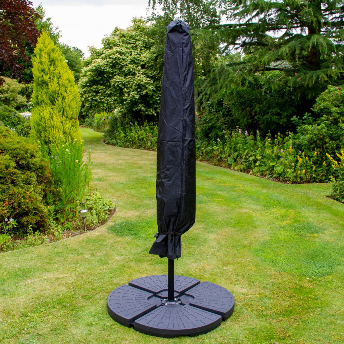 Parasol Beige 3m avec LED's Intégrés avec Base Ronde