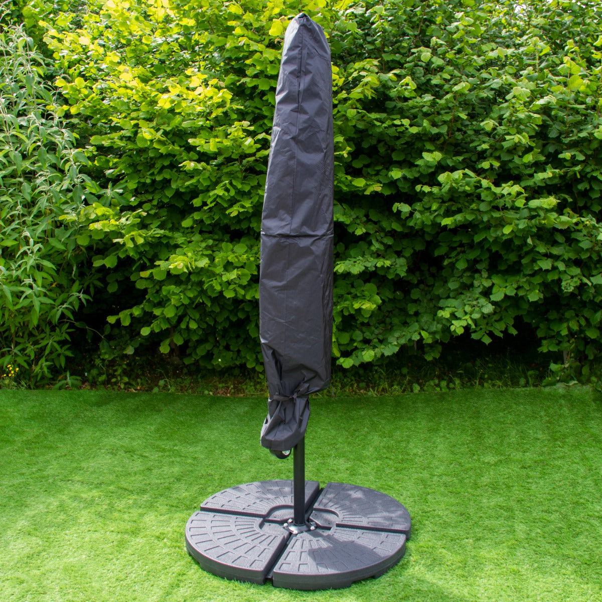 Parasol Vert 3m avec LED's Intégrés avec Base Ronde