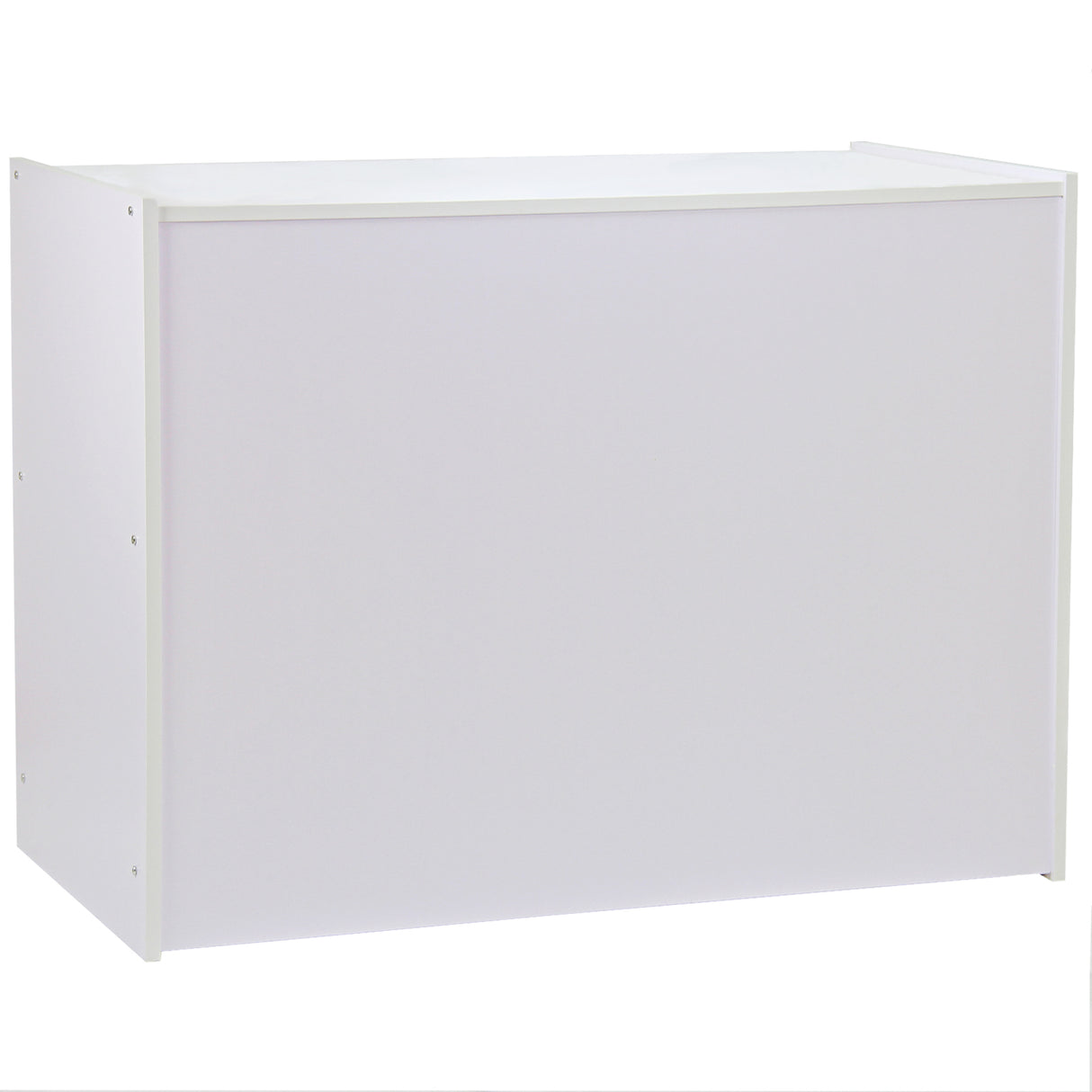 Comptoir de vente blanc A1200, surface lisse, design moderne, structure en matériau durable, idéal pour les espaces commerciaux
