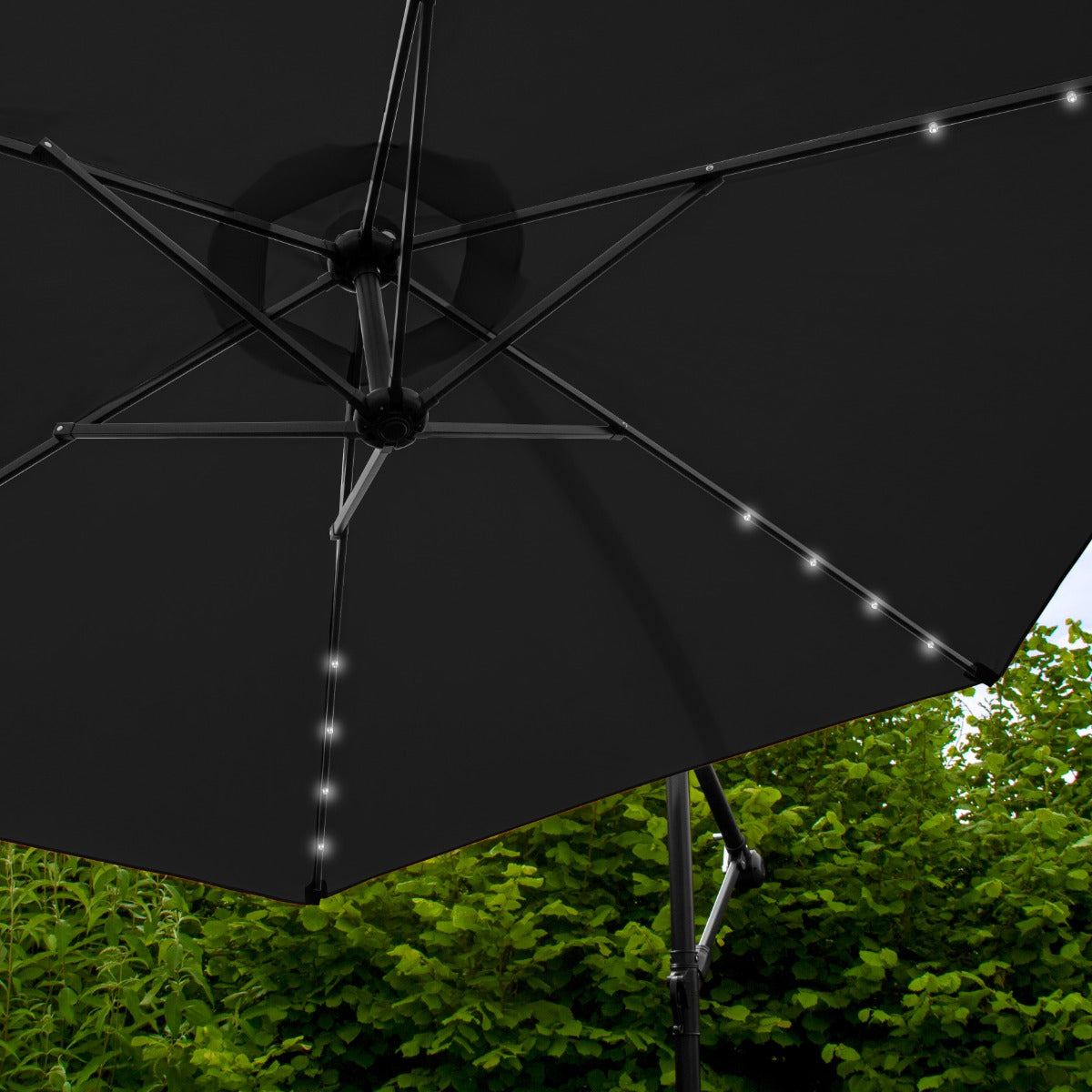 Parasol Noir 3m avec LED's Intégrés
