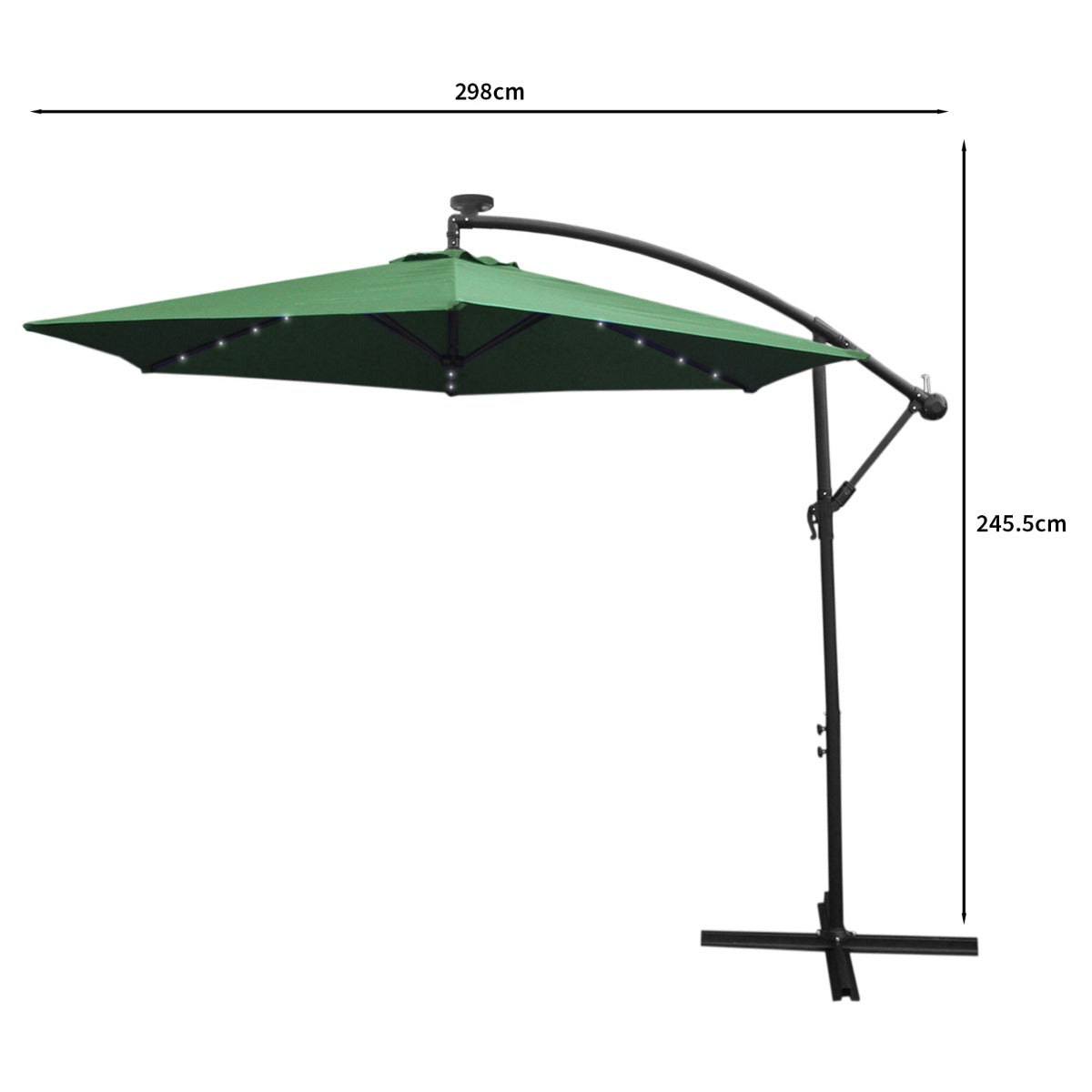 Parasol Vert 3m avec LED's Intégrés
