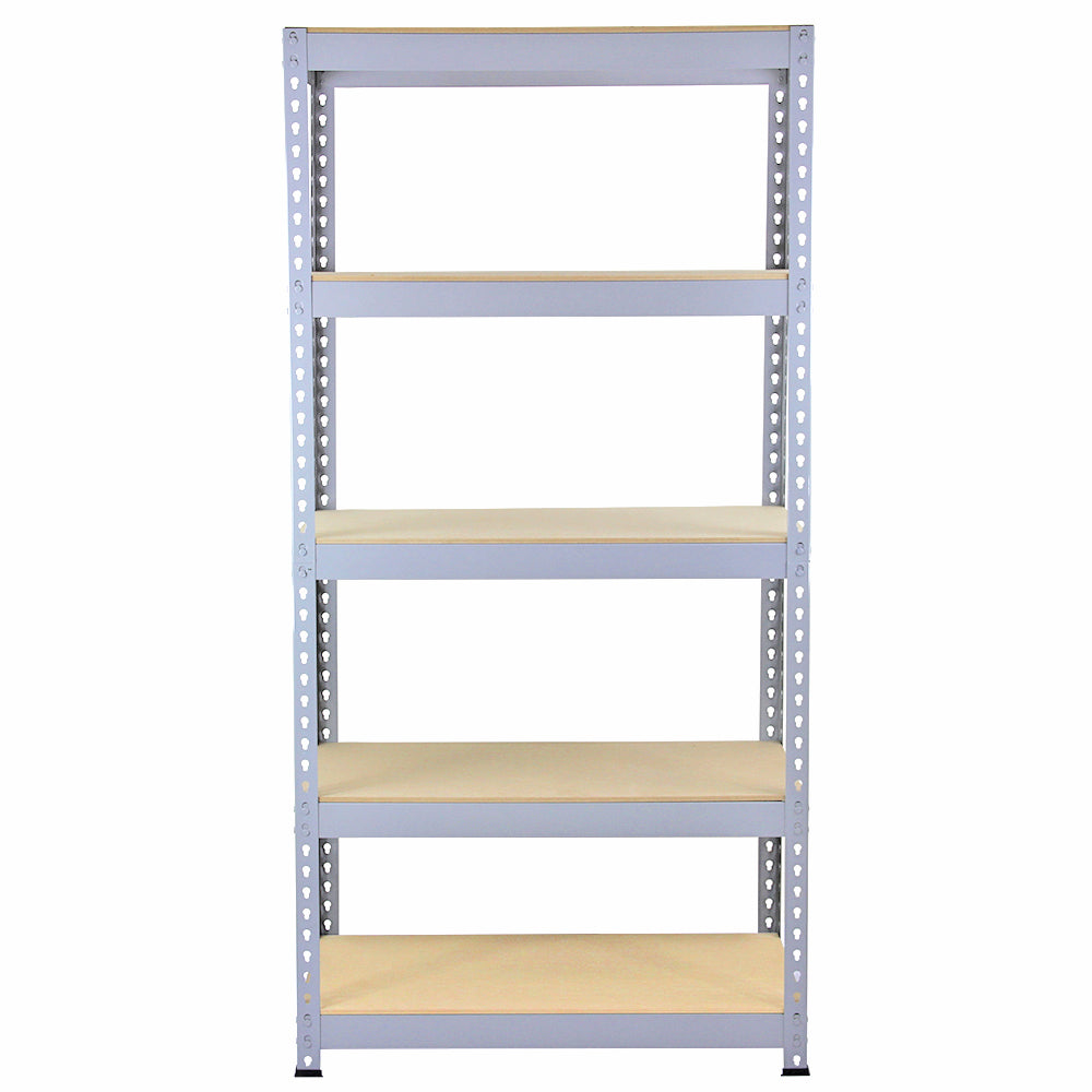 Rayonnage en acier gris de 90 cm x 50 cm x 182,5 cm avec cinq étagères en bois, idéal pour le rangement et l'organisation