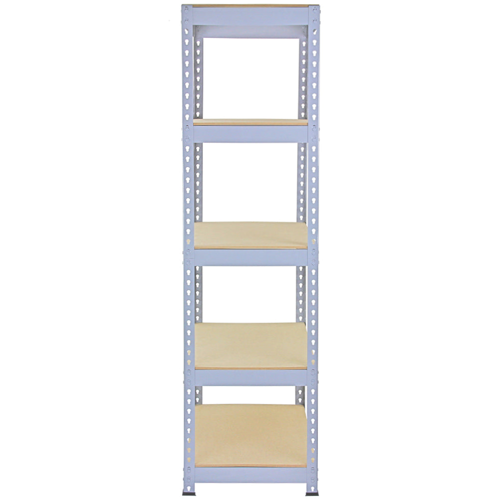 Rayonnage en acier gris de 90 cm x 50 cm x 182,5 cm avec cinq étagères en bois, idéal pour le rangement et l'organisation