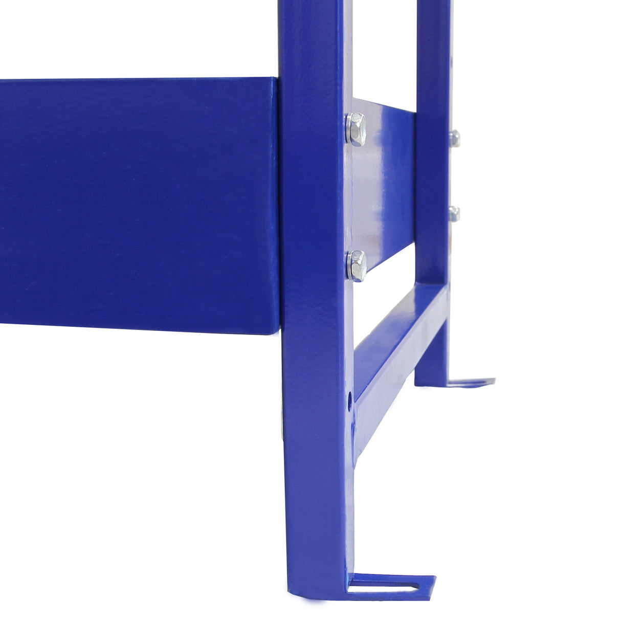 Rayonnage en acier bleu « Lightning » avec finition lisse, robuste, et supports solides, idéal pour l'organisation dans un van