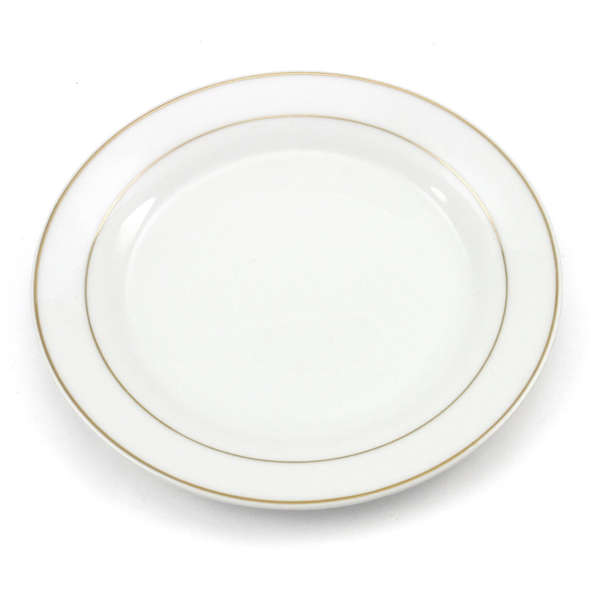 Assiette vierge en céramique blanche avec un bord doré, idéale pour la sublimation et la personnalisation créative