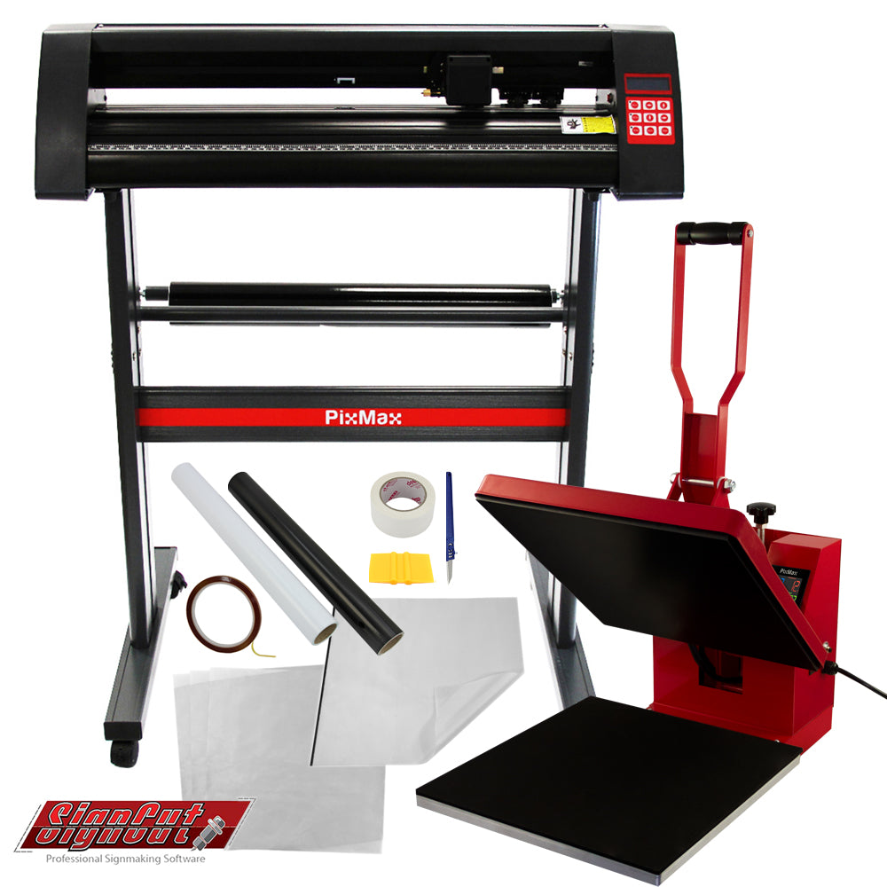 Presse à chaud rouge et découpeur de vinyle noir, avec rouleaux, outils et accessoires pour la création de designs personnalisés