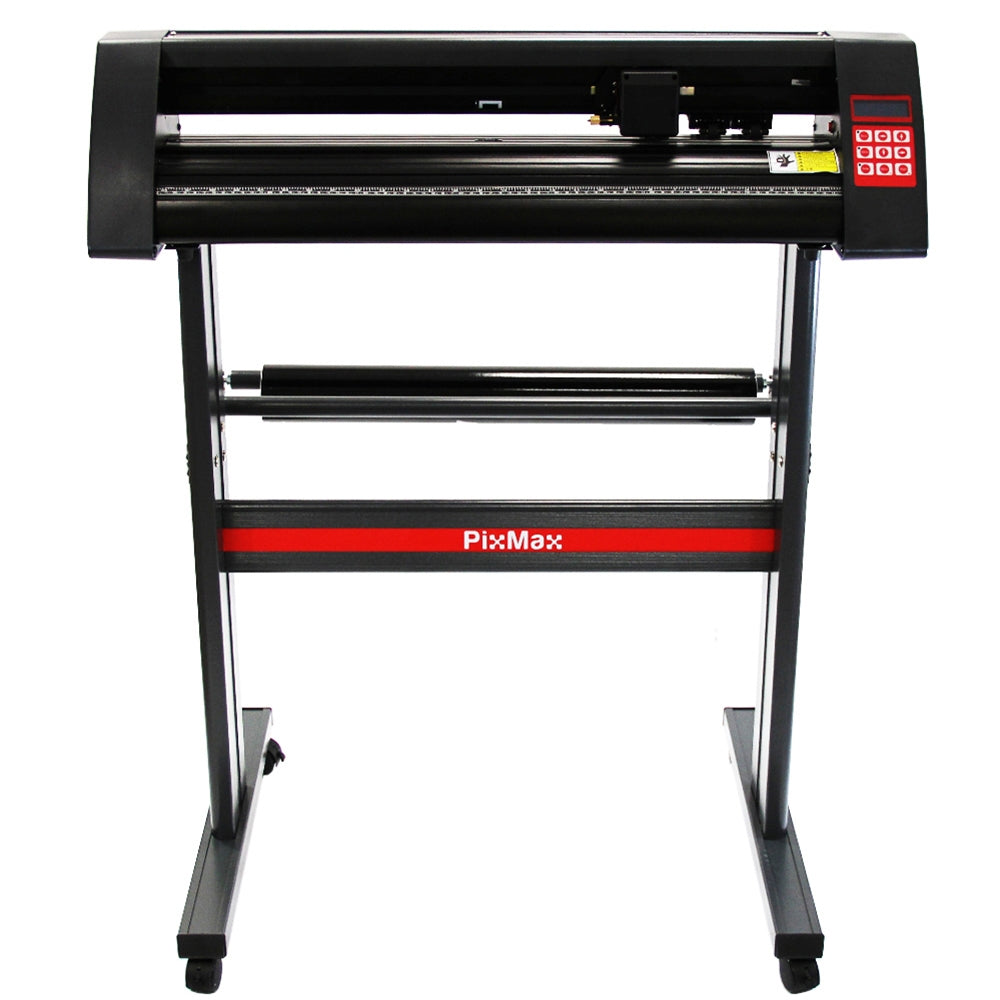 Presse à chaud PixMax avec structure noire, rouleau inférieur, écran de contrôle rouge et design moderne, idéale pour la découpe vinyle
