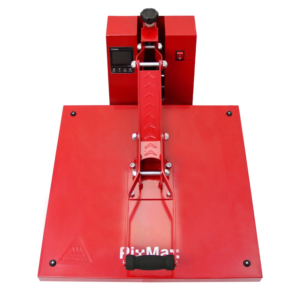 Presse à chaud PixMax rouge de 50 cm avec surface lisse, poignée ergonomique et écran de contrôle pour la découpe vinyle