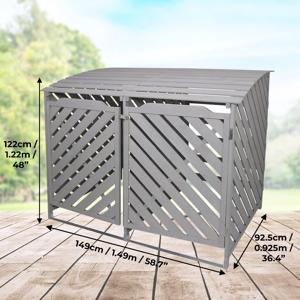 Cache-Poubelle Double en Bois Gris