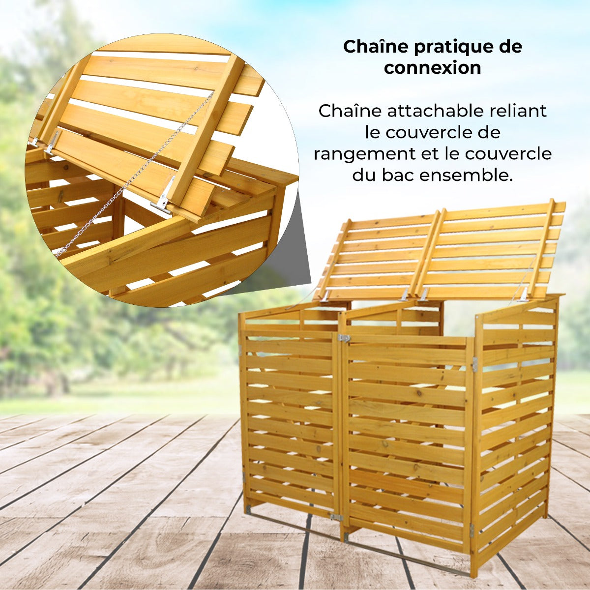 Cache-Poubelle Double en Bois