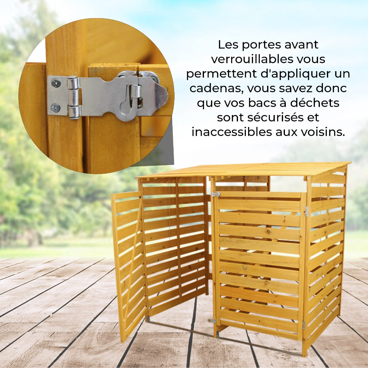 Cache-Poubelle Double en Bois