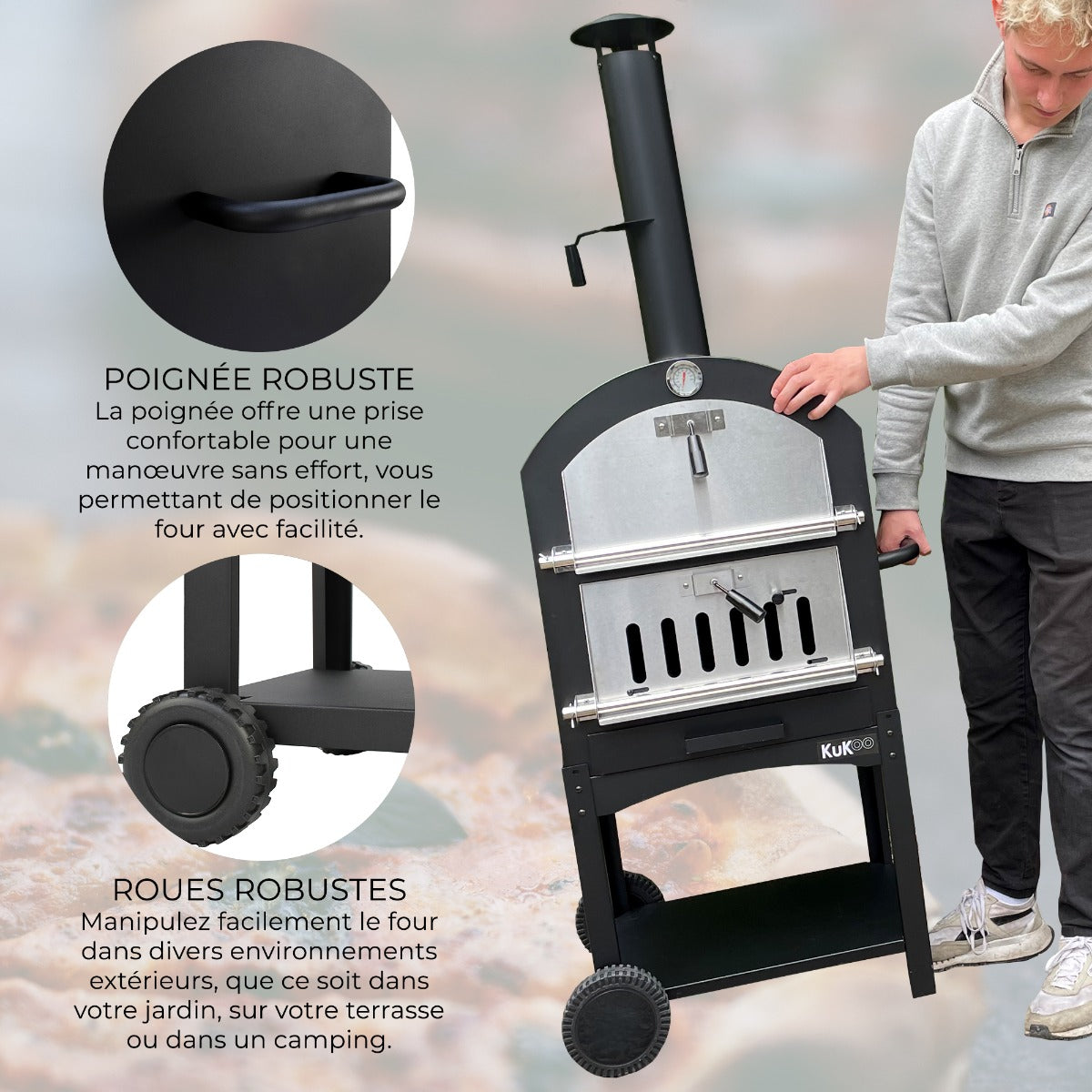 KuKoo Lot de Four à Pizza d'Extérieur & Pelle