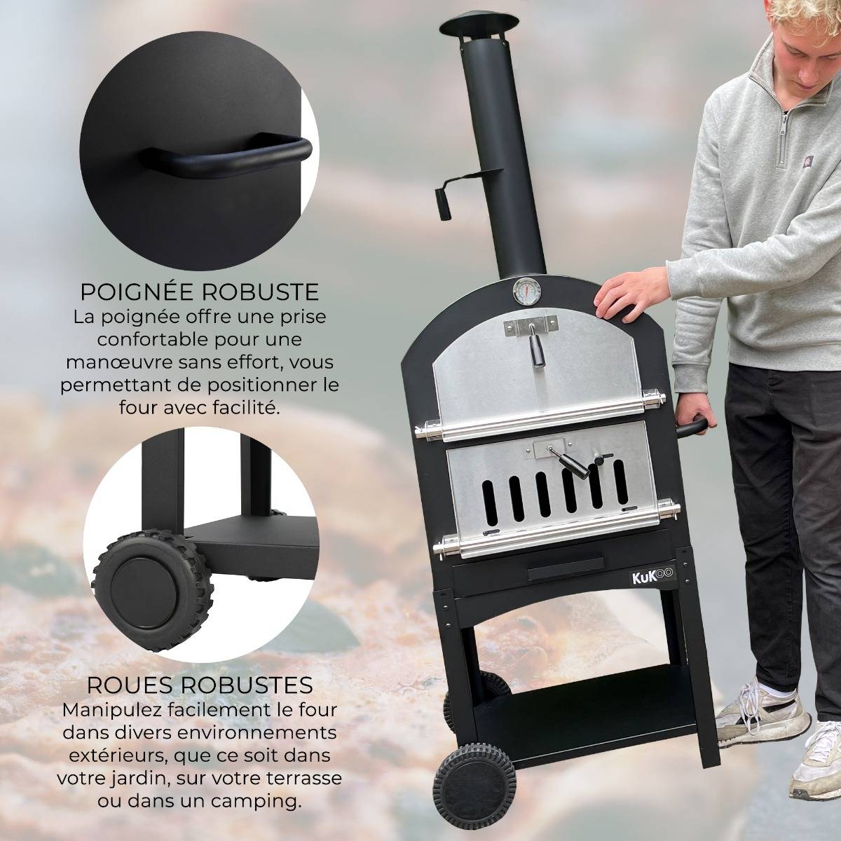 KuKoo Four à Pizza d’Extérieur avec Housse Imperméable