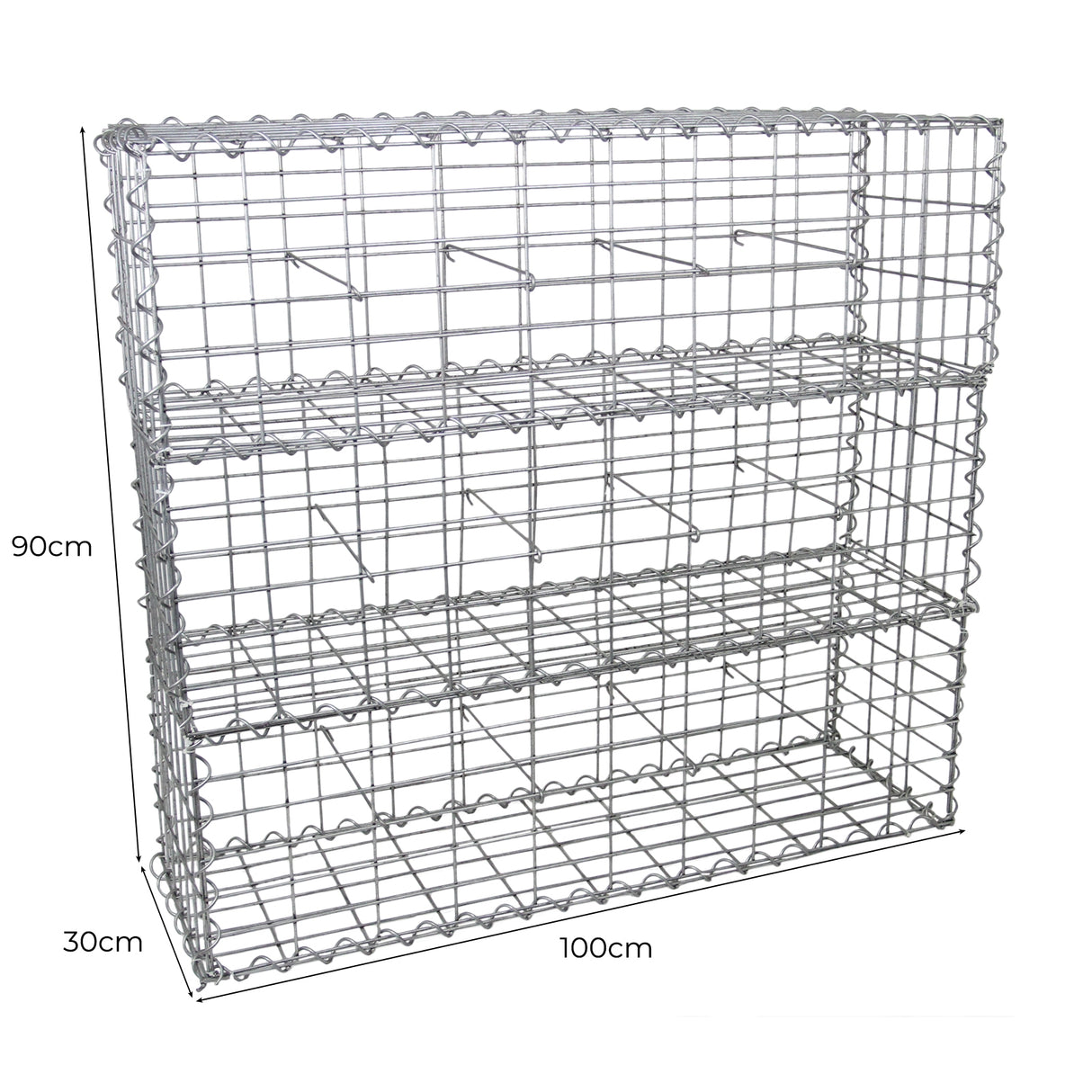 Lot de 3 Paniers de Gabions 100 cm x 30 cm x 30 cm