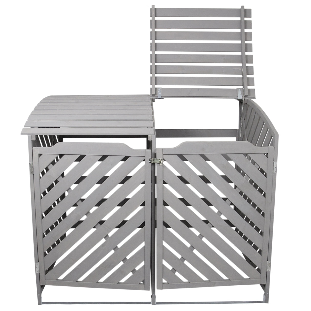 Cache-Poubelle Double en Bois Gris