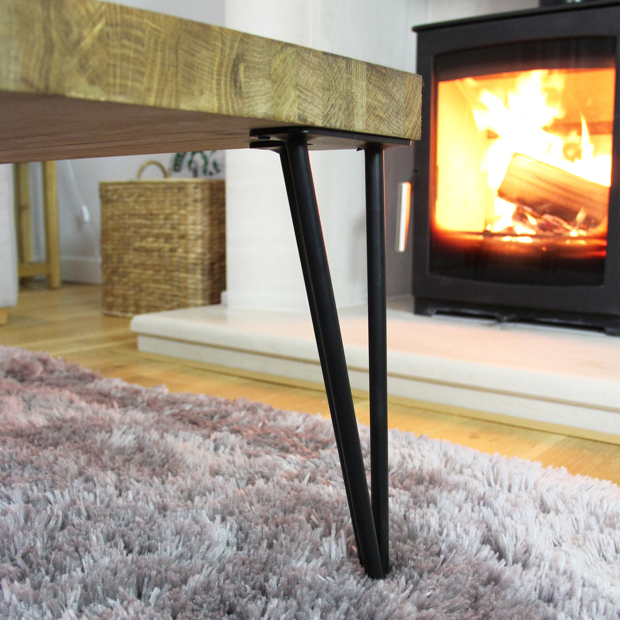 4 Pieds de Table en Épingle à Cheveux - 40,6cm - 2 Tiges - 10mm – Fini Noir