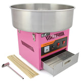 Machine à barbe à papa KuKoo en métal rose, avec un grand bol en acier inoxydable, accessoires inclus comme des bâtons et une cuillère
