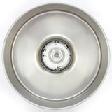 Bol en acier inoxydable brillant, circulaire, avec un fond plat et un moteur central, idéal pour la préparation alimentaire