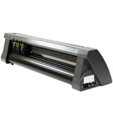 Presse à chaud plat de 38 cm et plotter de découpe vinyle noir, avec rouleaux lisses et boutons de contrôle sur le côté