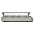 Bain marie KuKoo en acier inoxydable à 4 bacs, avec couvercle en verre, idéal pour maintenir les aliments au chaud et en présentation