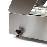 Bain marie KuKoo en acier inoxydable, avec quatre bacs en métal, robinet de vidange et finition lisse et brillante