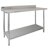 Plan de travail en inox KuKoo, 150 x 60 x 90 cm, surface lisse et brillante, pieds en acier chromé, étagère inférieure pratique