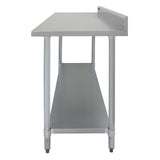 Plan de travail en inox de 150 x 60 x 90 cm avec surface lisse, pieds en métal et étagère inférieure pour un rangement pratique