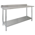 Plan de travail en inox KuKoo de 180 x 60 x 90 cm, surface lisse et brillante, avec étagère inférieure pour rangement pratique