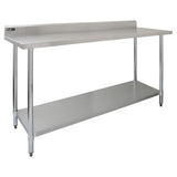 Plan de travail en inox KuKoo de 180 x 60 x 90 cm, surface lisse et brillante, avec étagère inférieure pour rangement pratique