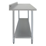 Plan de travail en inox de 180 x 60 x 90 cm, surface lisse et brillante, avec étagère inférieure et pieds en métal robuste