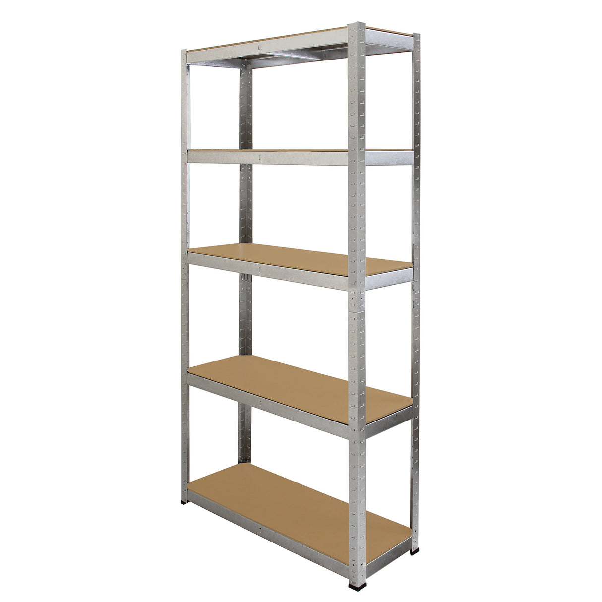 Rayonnage Galwix en acier galvanisé, 90 cm x 30 cm x 180 cm, avec quatre étagères en bois clair, design robuste et moderne