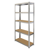 Rayonnage Galwix en acier galvanisé, 90 cm x 30 cm x 180 cm, avec quatre étagères en bois clair, design robuste et moderne