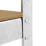 Rayonnage en acier galvanisé avec étagère en bois, finition lisse, couleur argentée, robuste et durable, conçu pour le rangement efficace