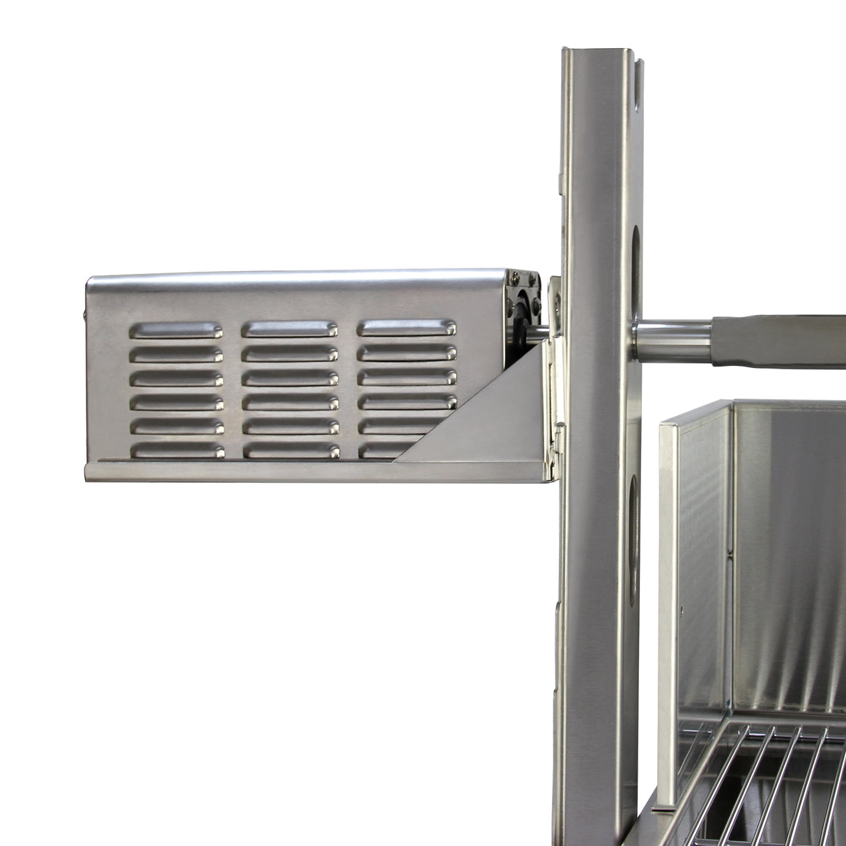 Rôtissoire en inox avec panier de gril, finition brillante, capacité de 90 kg, design robuste et moderne, idéal pour la cuisson en extérieur